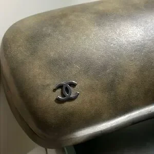 Leather Chanel Large Sunglass Case in Pewter , Beautiful CHANEL | Accessories | Leather Chanel Large Sunglass Case In  main image 2